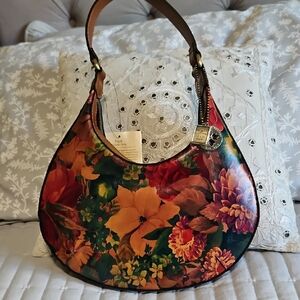 Patricia Nash Floral Multicolor Leather Hobo Bag